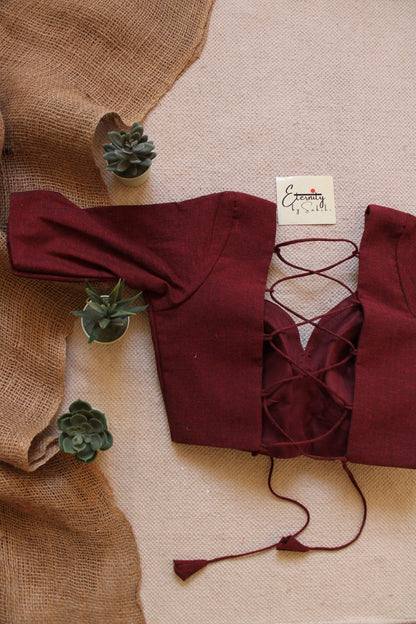 Maroon Backless Blouse - Eternity by Sakshi