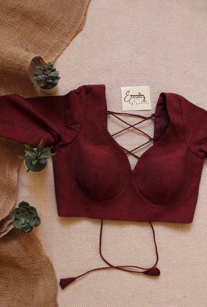 Maroon Backless Blouse - Eternity by Sakshi