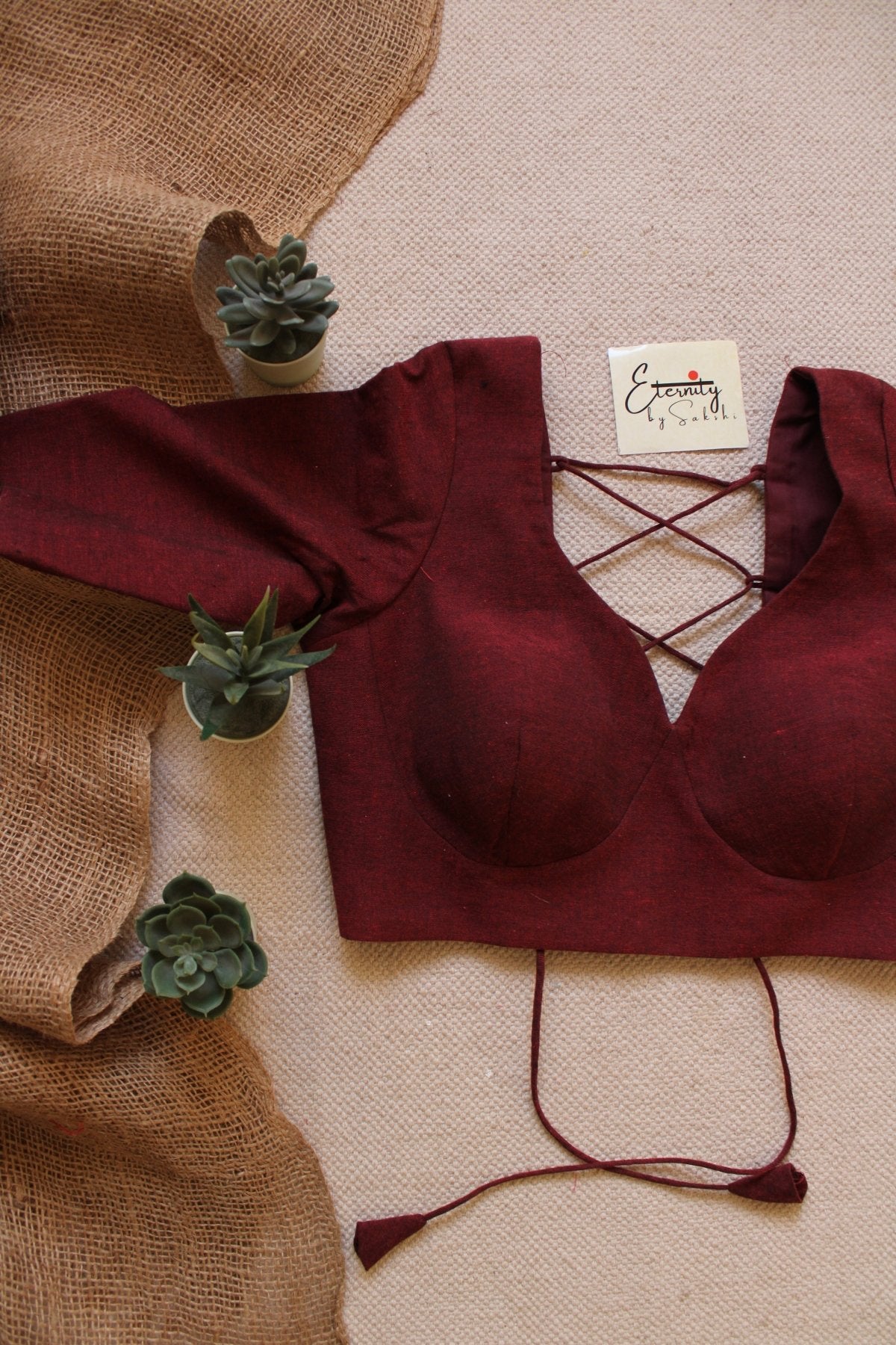 Maroon Backless Blouse - Eternity by Sakshi