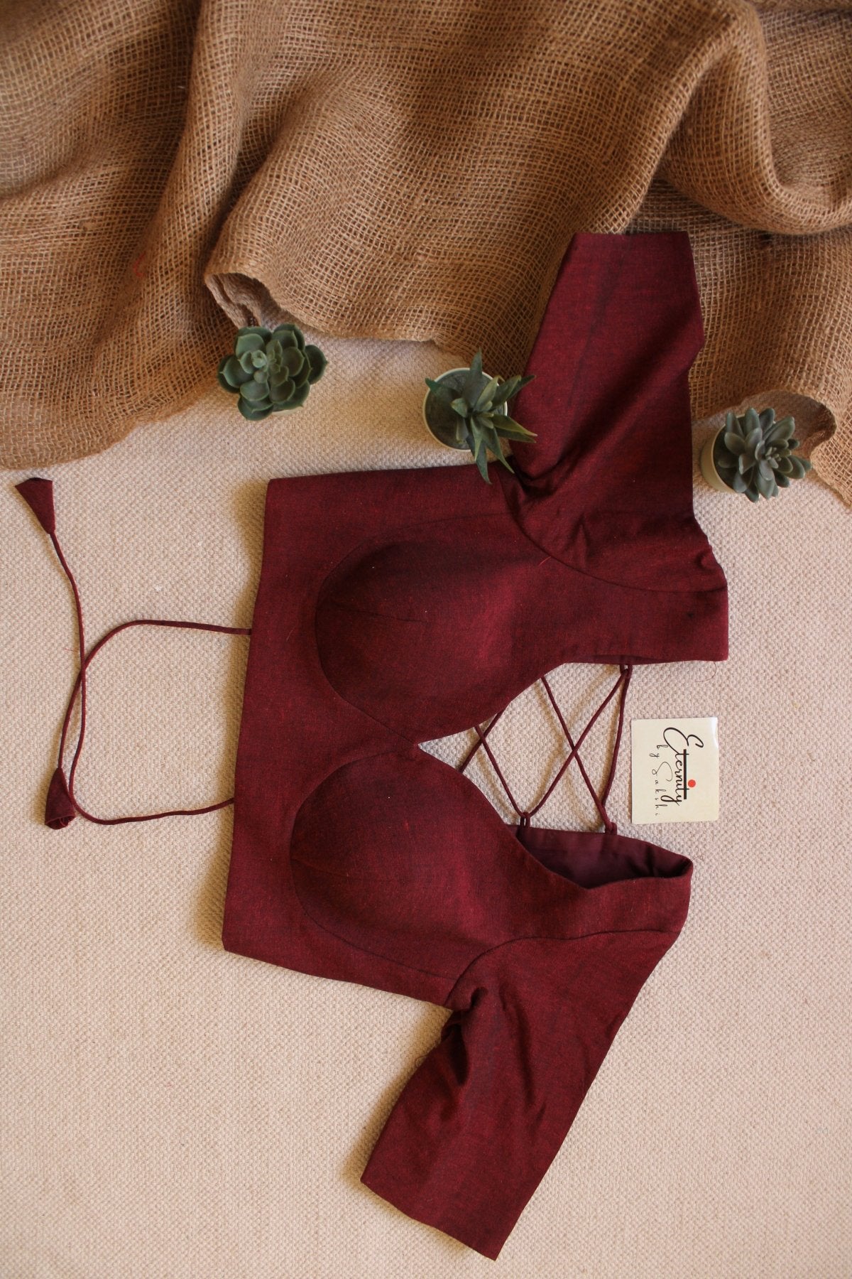 Maroon Backless Blouse - Eternity by Sakshi