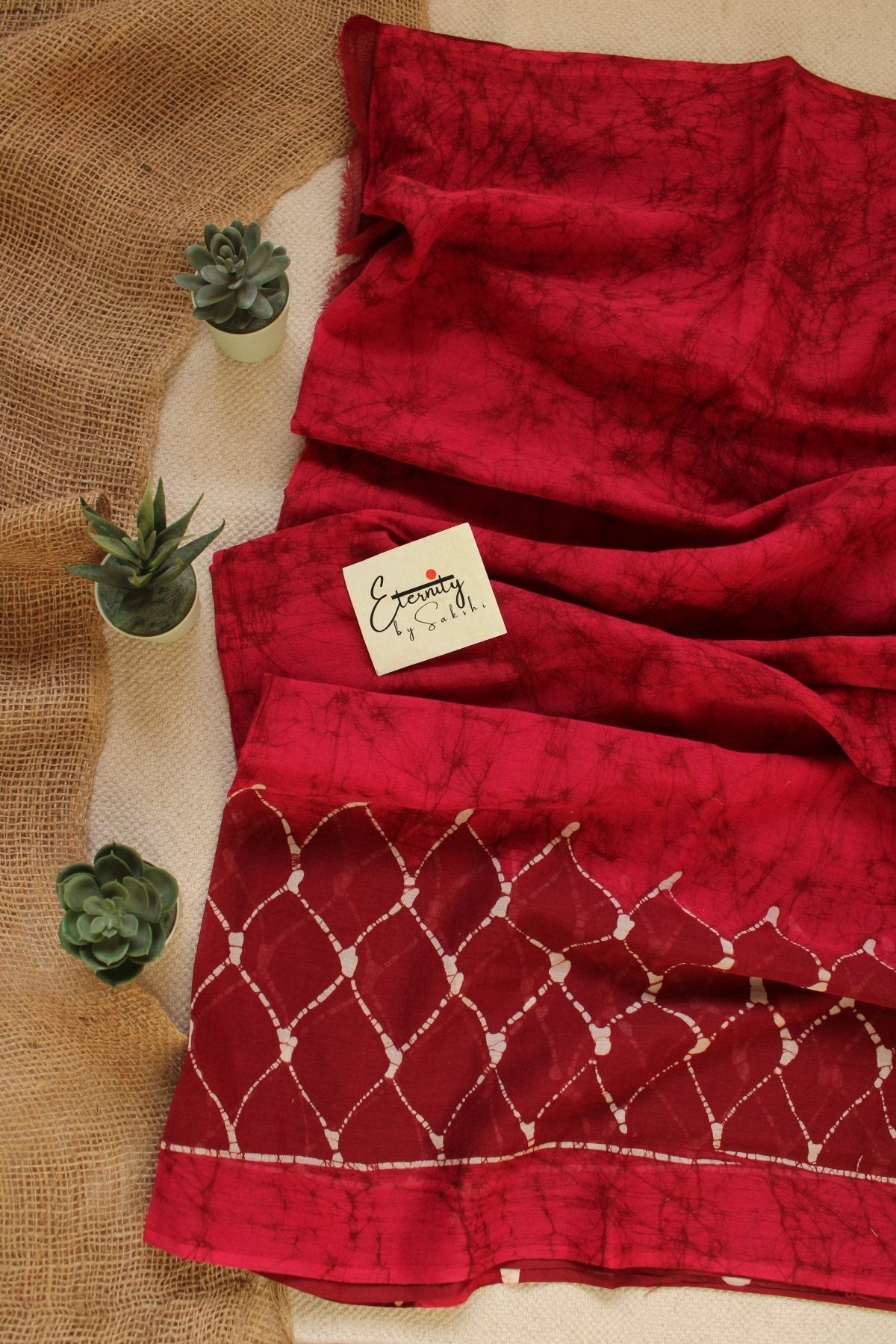 Maroon Batik Cotton Saree - Eternity by Sakshi