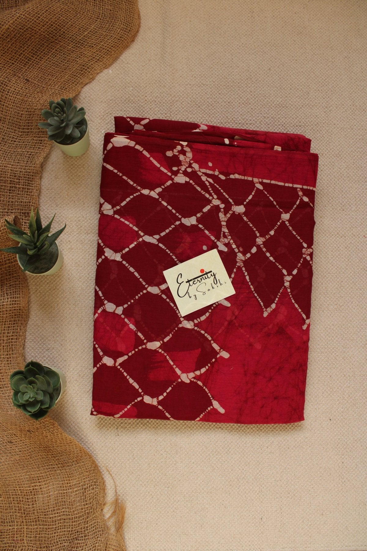Maroon Batik Cotton Saree - Eternity by Sakshi