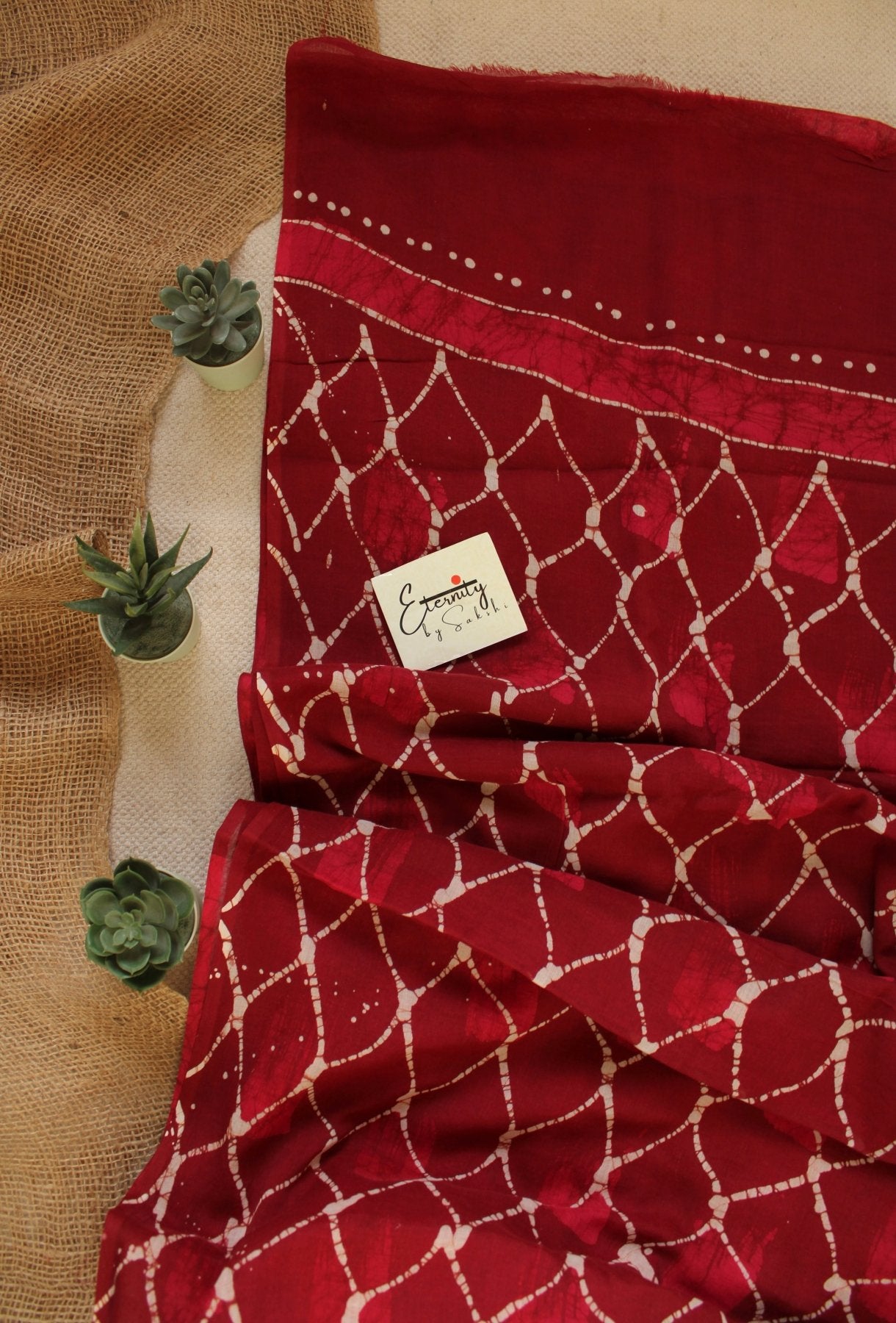 Maroon Batik Cotton Saree - Eternity by Sakshi