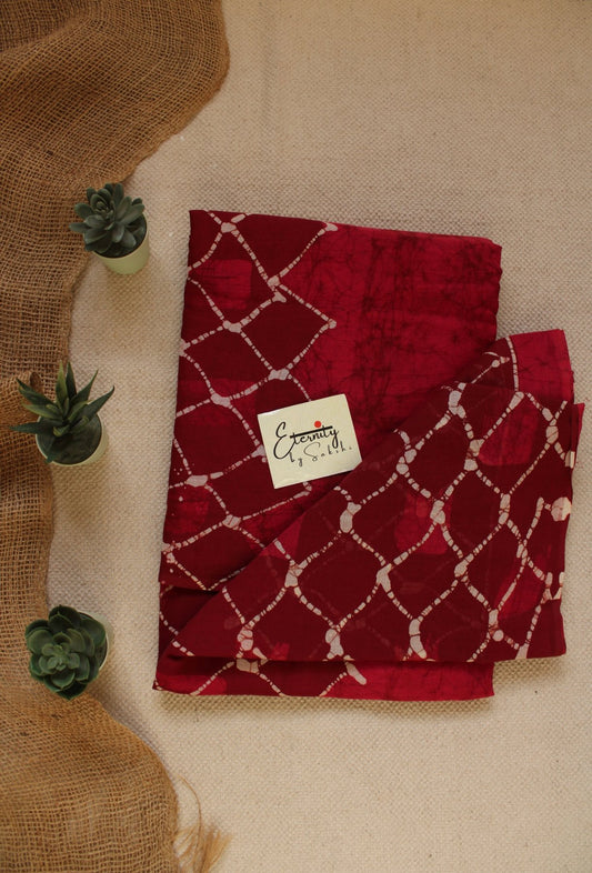 Maroon Batik Cotton Saree - Eternity by Sakshi