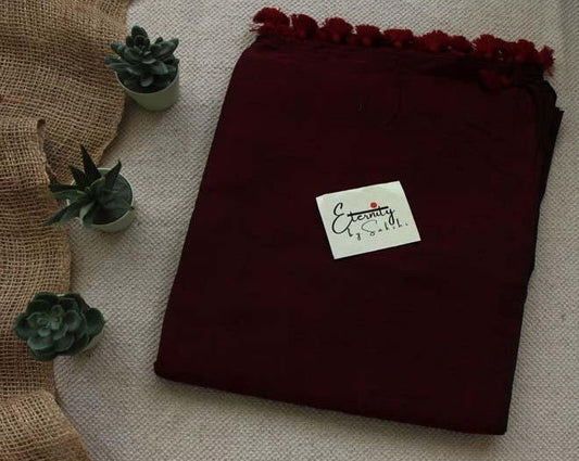 Maroon Breezy Saree + Ajrakh Hakoba - Black Indigo Blouse Combo - Eternity by Sakshi