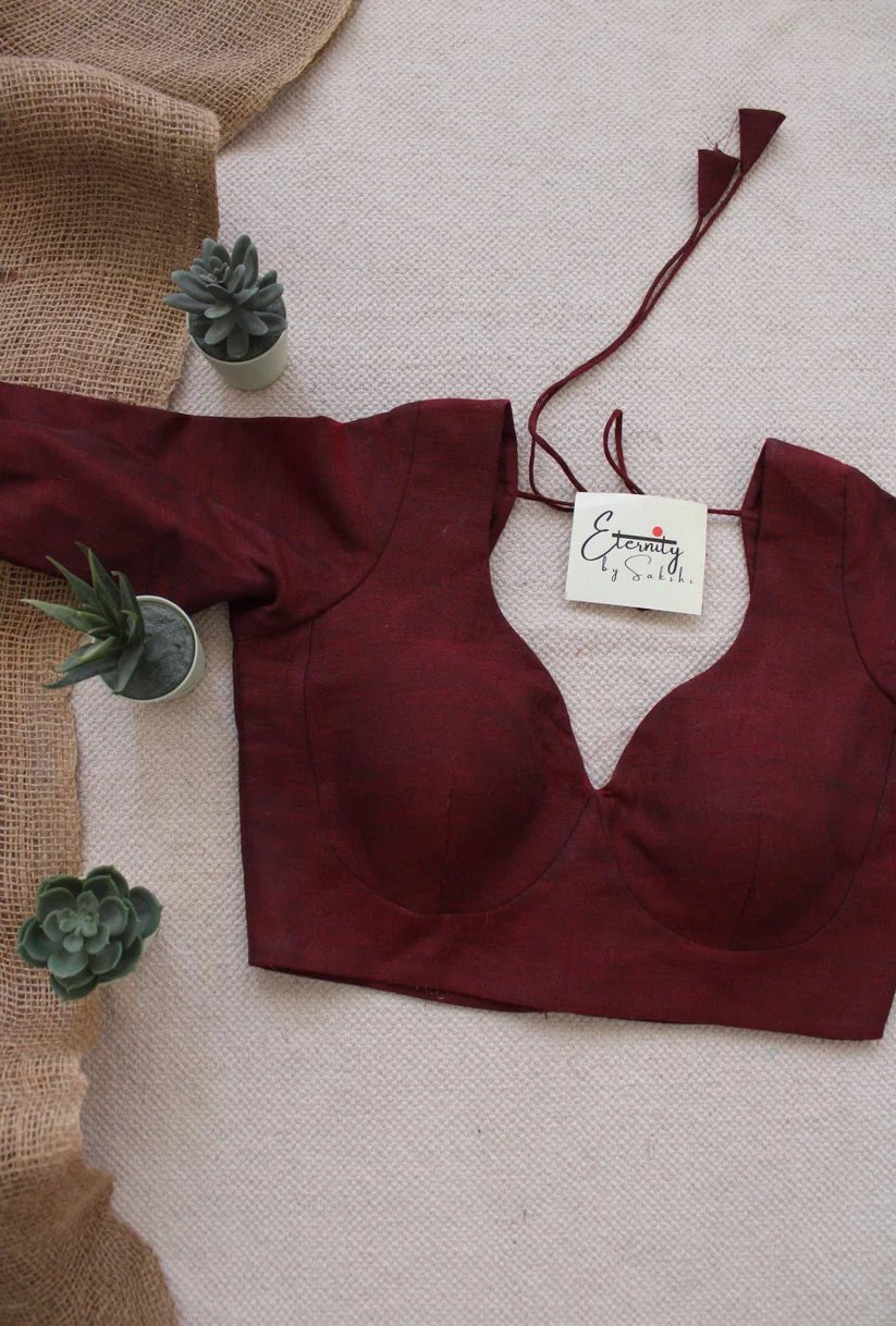Black + Maroon (Madhubala Sleeves) (Combo Blouse) - Eternity by Sakshi