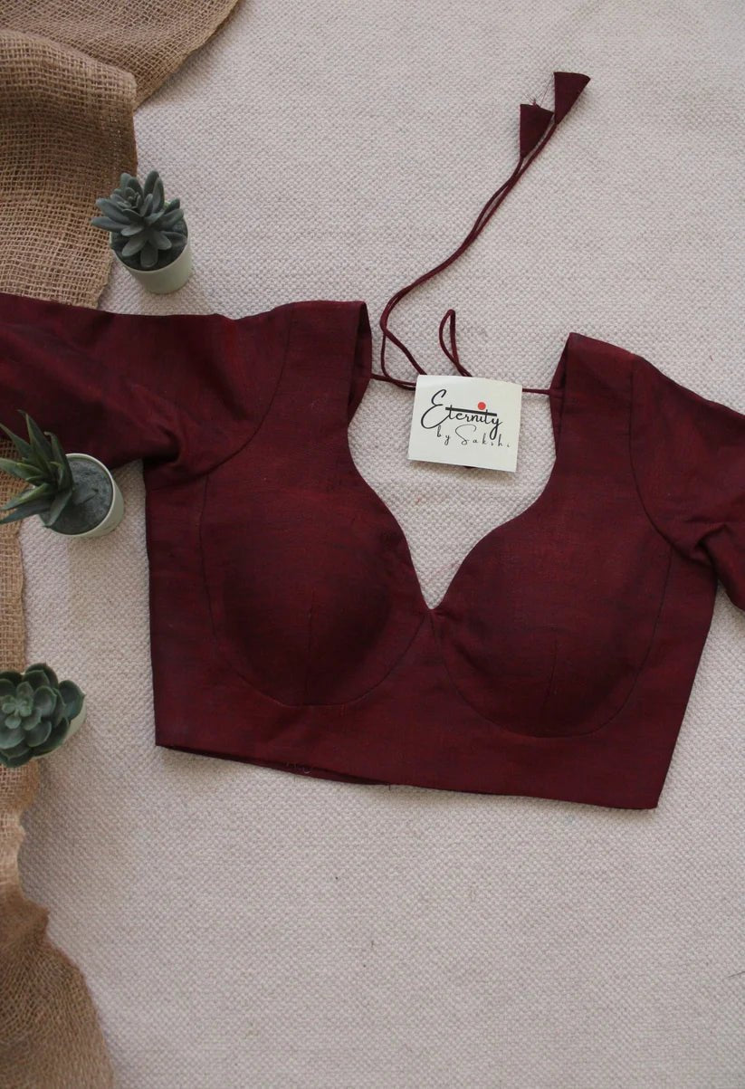 Black + Maroon (Madhubala Sleeves) (Combo Blouse) - Eternity by Sakshi