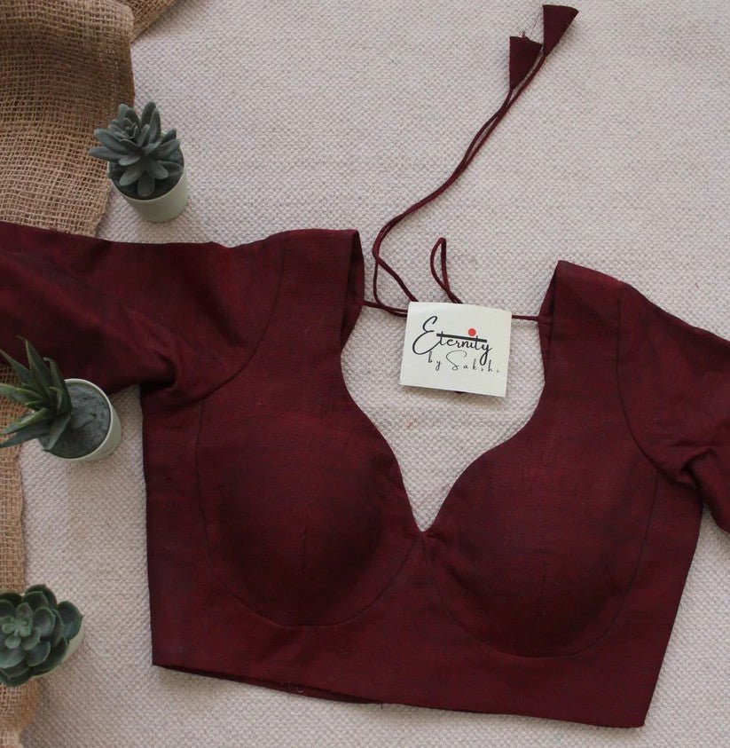 Mehendi Green Varnika Saree + Maroon Madhubala With Sleeves Blouse Combo - Eternity by Sakshi