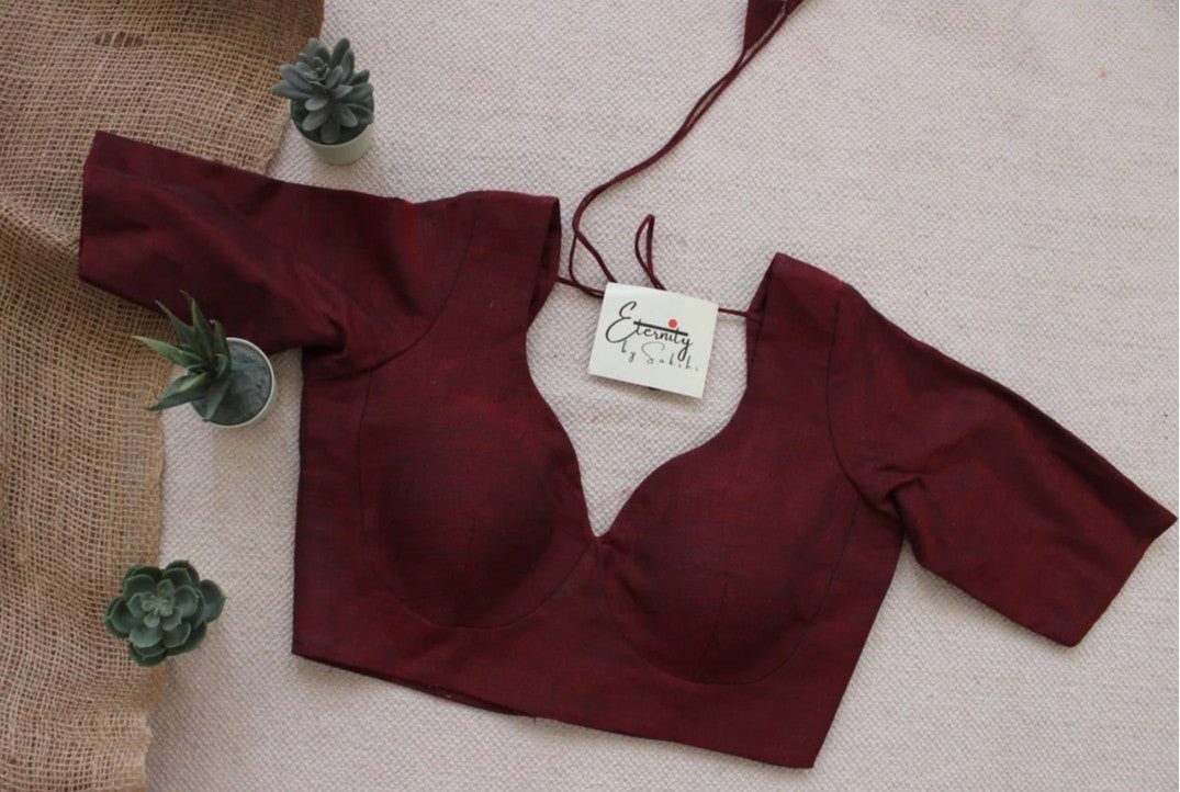 Mehendi Green Varnika Saree + Maroon Madhubala With Sleeves Blouse Combo - Eternity by Sakshi