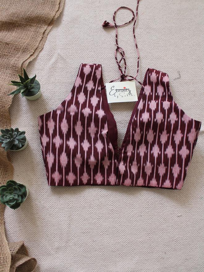 Maroon Peach Ikkat blouse - Eternity by Sakshi