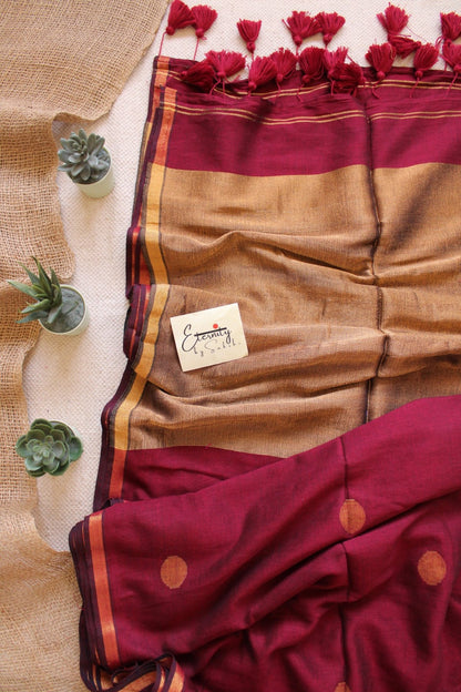 Maroon Polka Saree - Eternity by Sakshi