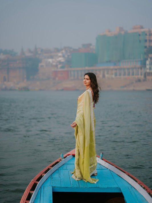 Metallic Yellow Saree - Eternity by Sakshi