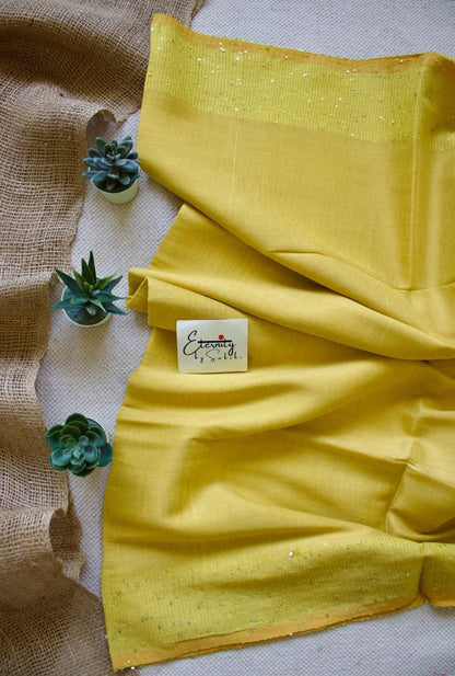 Metallic Yellow Shakti Saree + Green Shadow Blouse Combo - Eternity by Sakshi