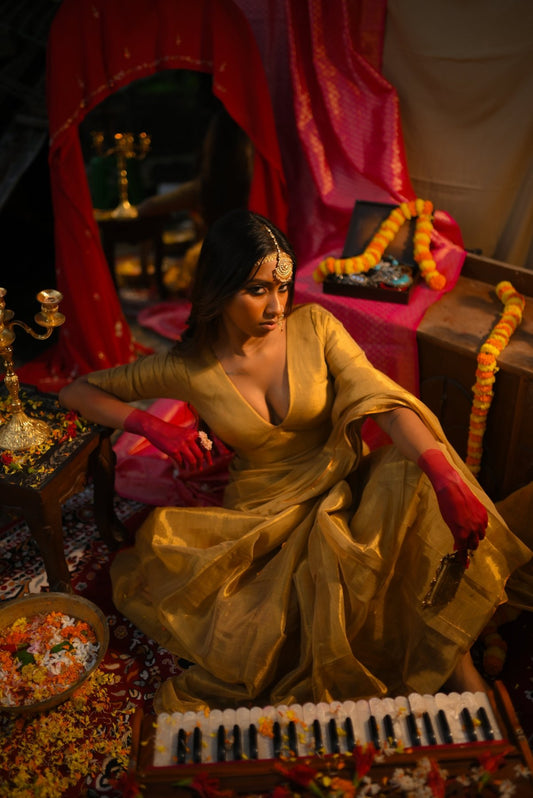 Molten Metal Gold Saree - Eternity by Sakshi