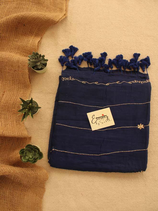 Neel Noor Saree + Royal Blue Blouse Combo - Eternity by Sakshi
