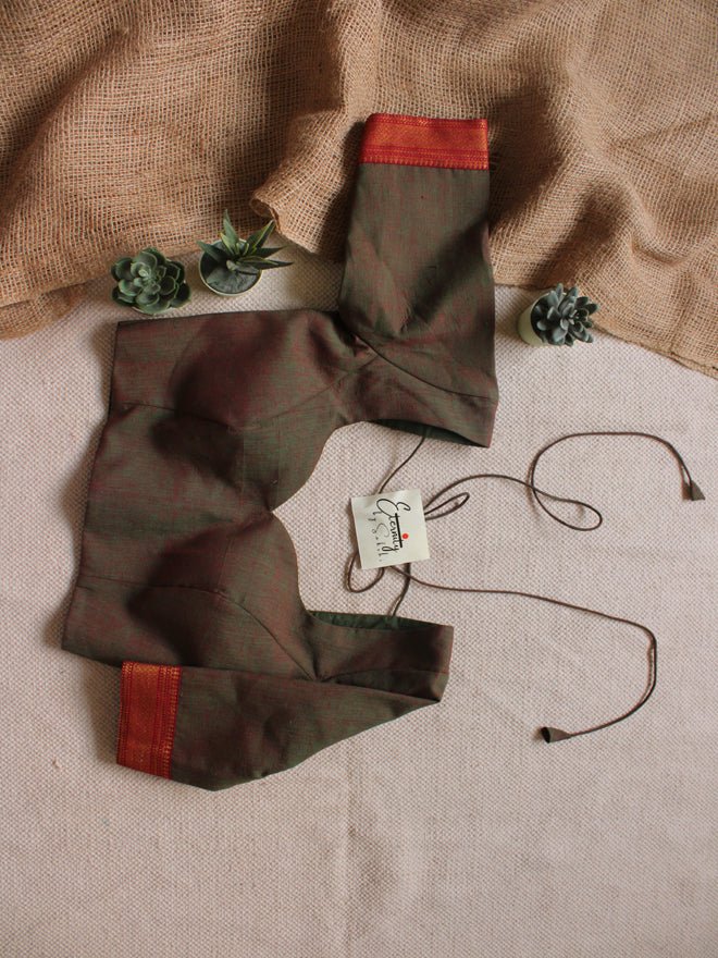 Olive Mangalgiri Blouse - Eternity by Sakshi