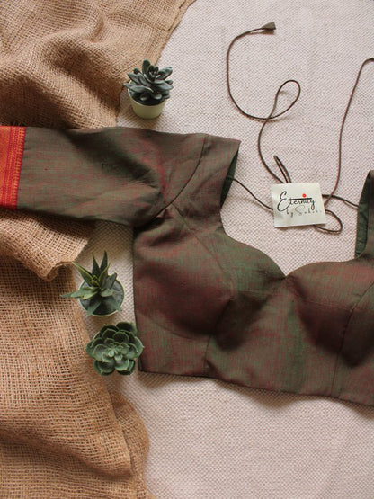 Olive Mangalgiri Blouse - Eternity by Sakshi