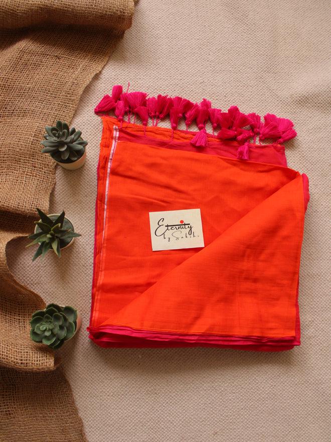 ORANGE AND RED BREEZY SAREE - Eternity by Sakshi