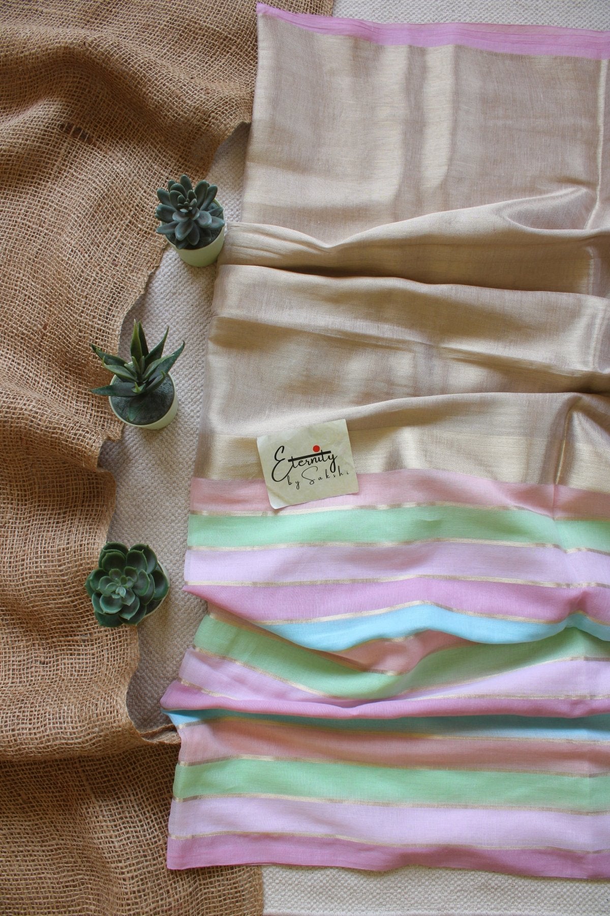 Pastel handloom mulmul tissue cotton saree for Onam 