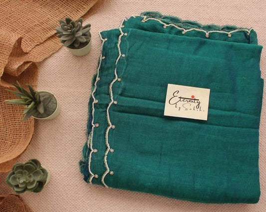 Peacock Pearl Saree + Pearl Blouse Combo - Eternity by Sakshi