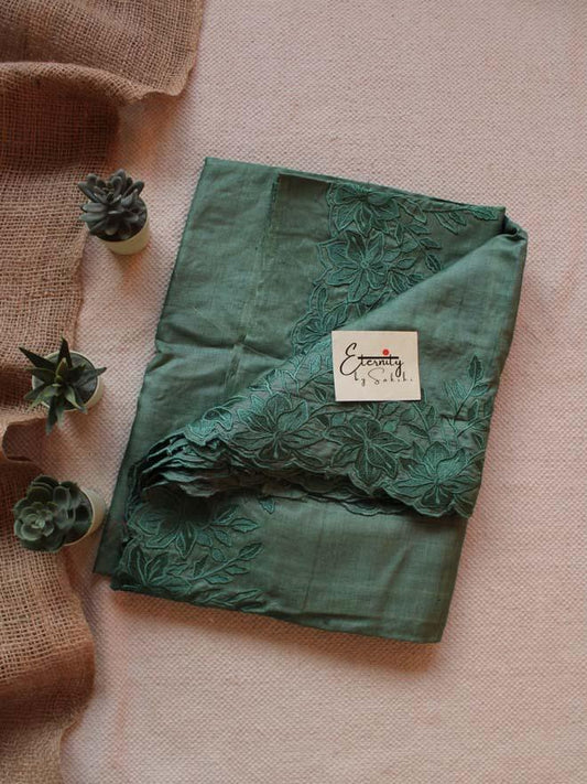 Pearl Green Tussar Saree - Eternity by Sakshi