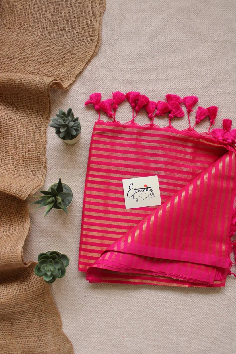 Pink Mohini Saree + Gulmohar Pink Blouse Combo - Eternity by Sakshi