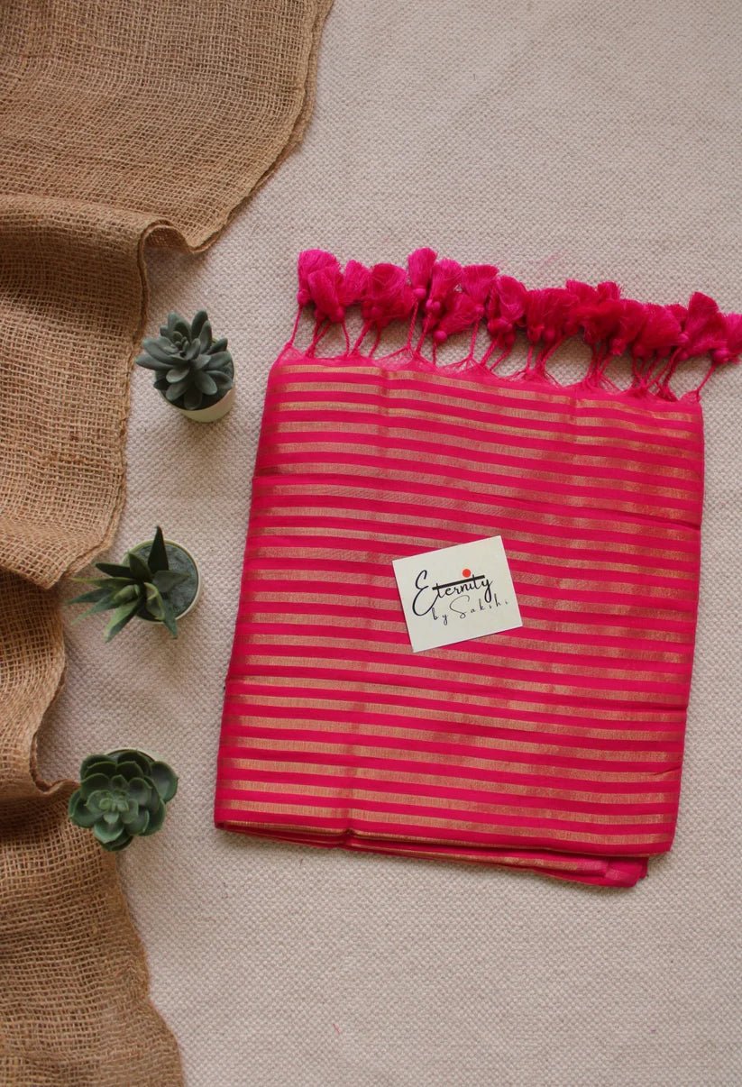 Pink Mohini Saree + Gulmohar Pink Blouse Combo - Eternity by Sakshi
