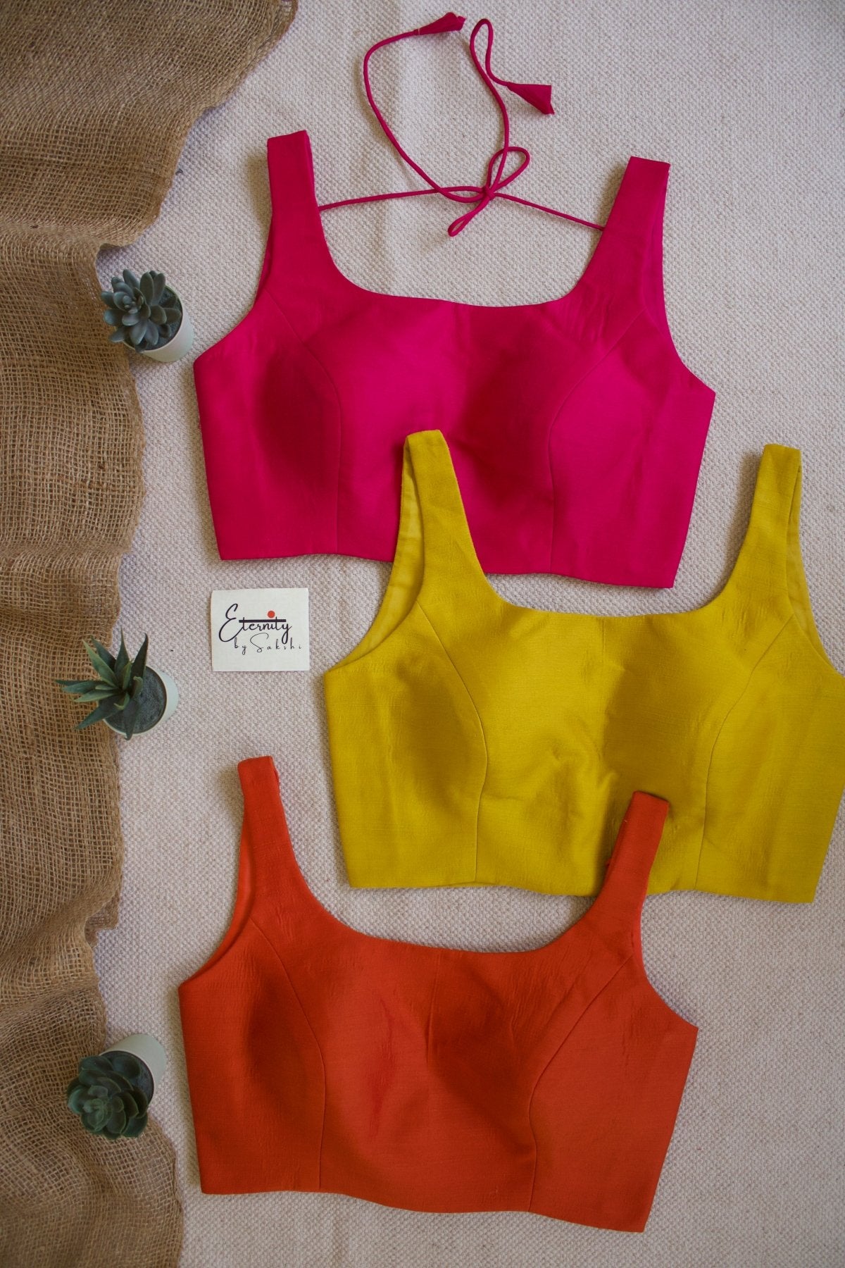 Pink + Orange + Yellow (Noorie) (Combo Blouse) - Eternity by Sakshi