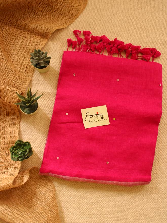 Pink Raina Linen Saree - Eternity by Sakshi