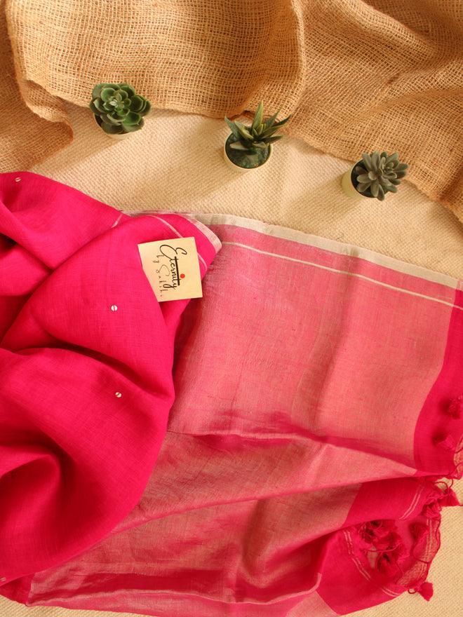 Pink Raina Linen Saree - Eternity by Sakshi