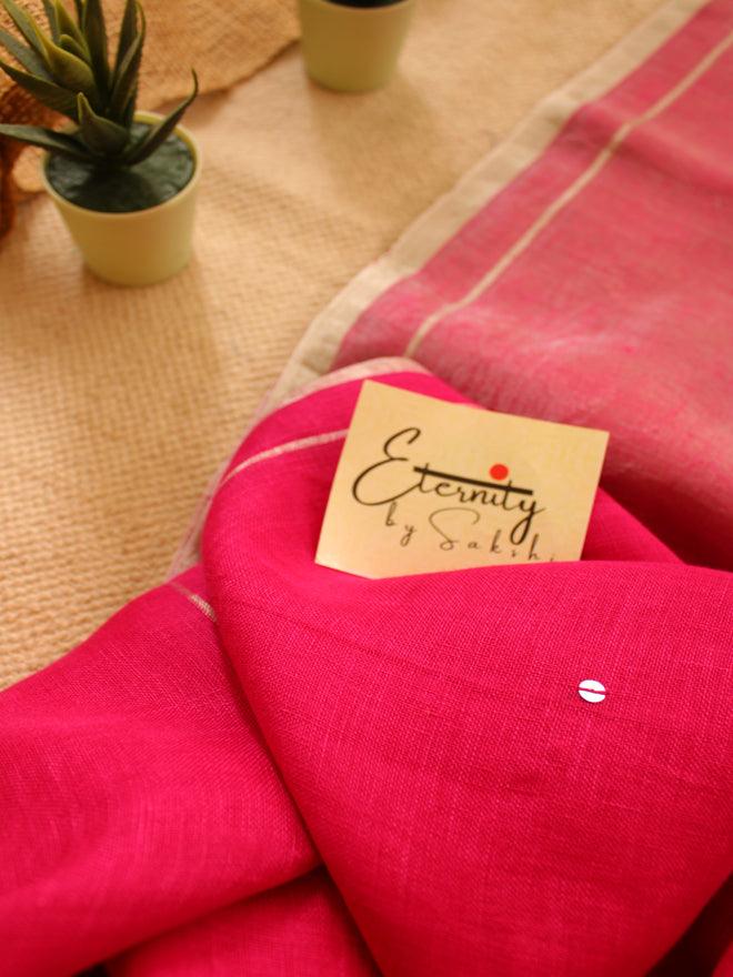 Pink Raina Linen Saree - Eternity by Sakshi