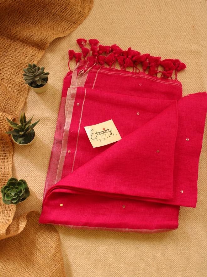 Pink Raina Linen Saree - Eternity by Sakshi