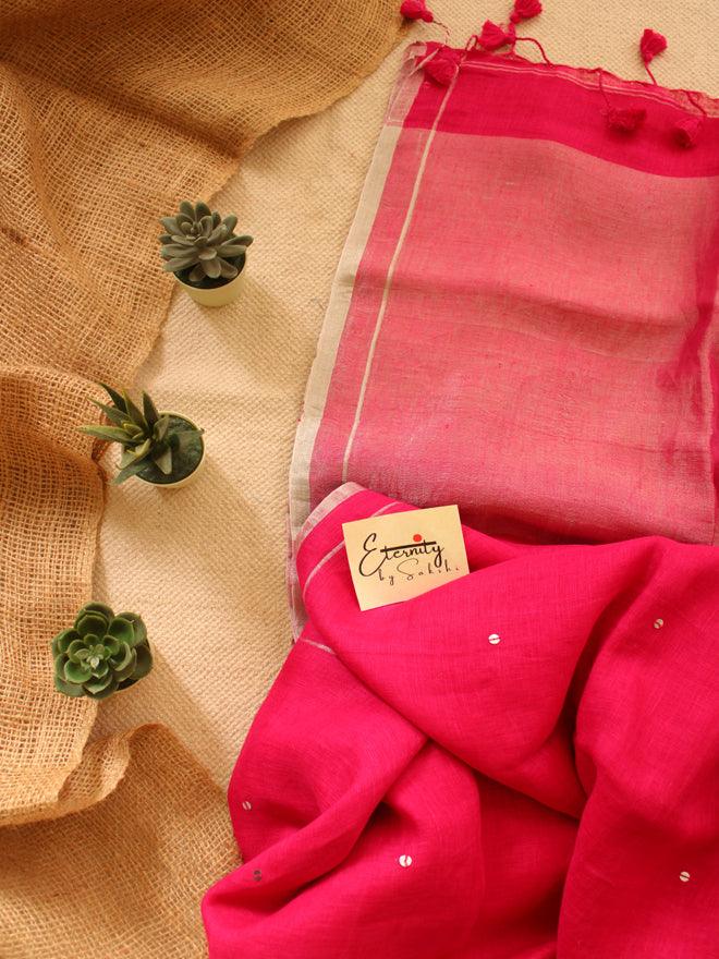 Pink Raina Linen Saree - Eternity by Sakshi