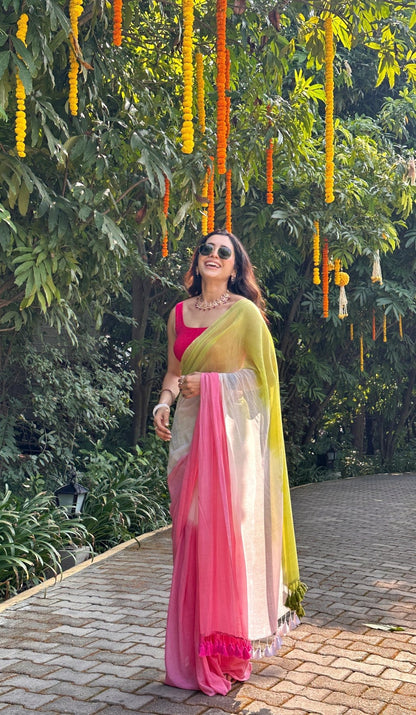 PINK TIE AND DYE SAREE - Eternity by Sakshi