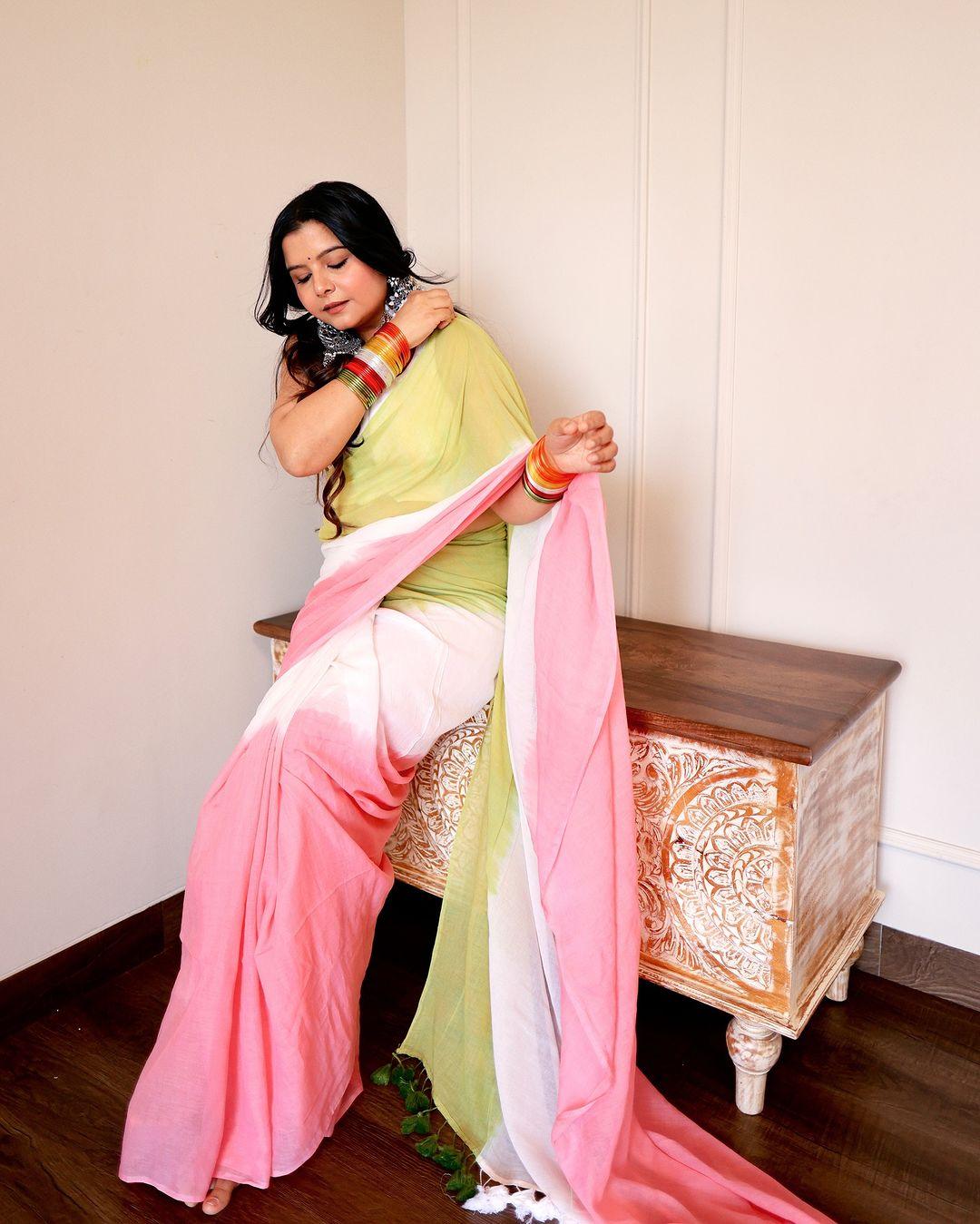 PINK TIE AND DYE SAREE - Eternity by Sakshi