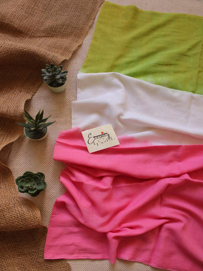 Pink Tie And Dye Saree + Pink Floral Blouse Combo - Eternity by Sakshi