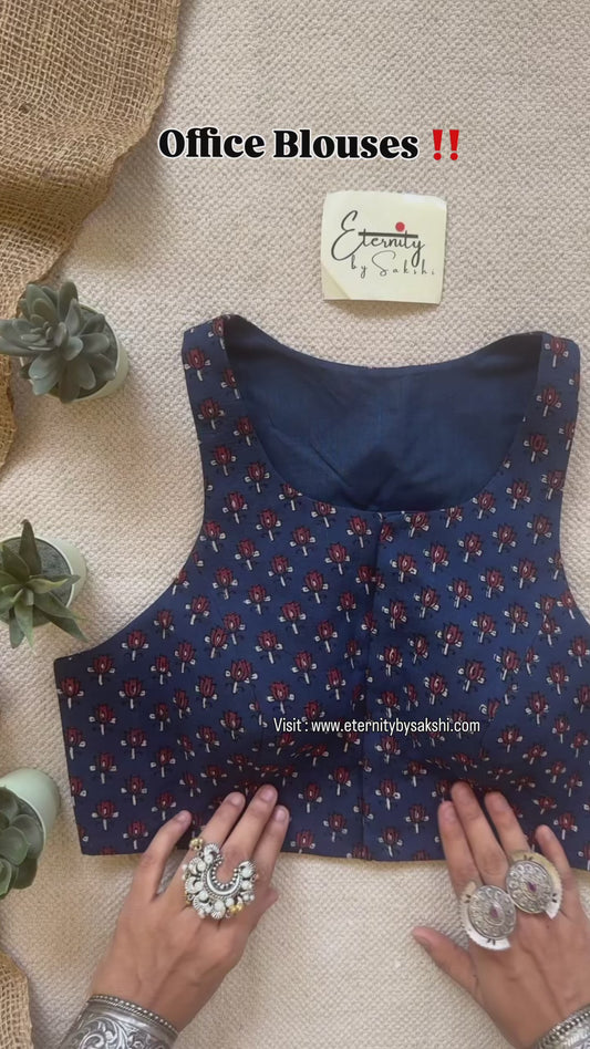 Gulmohar Indigo Ajrakh Blouse