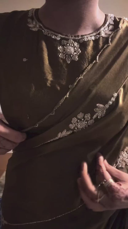 Cappuccino Modal Handwork Saree