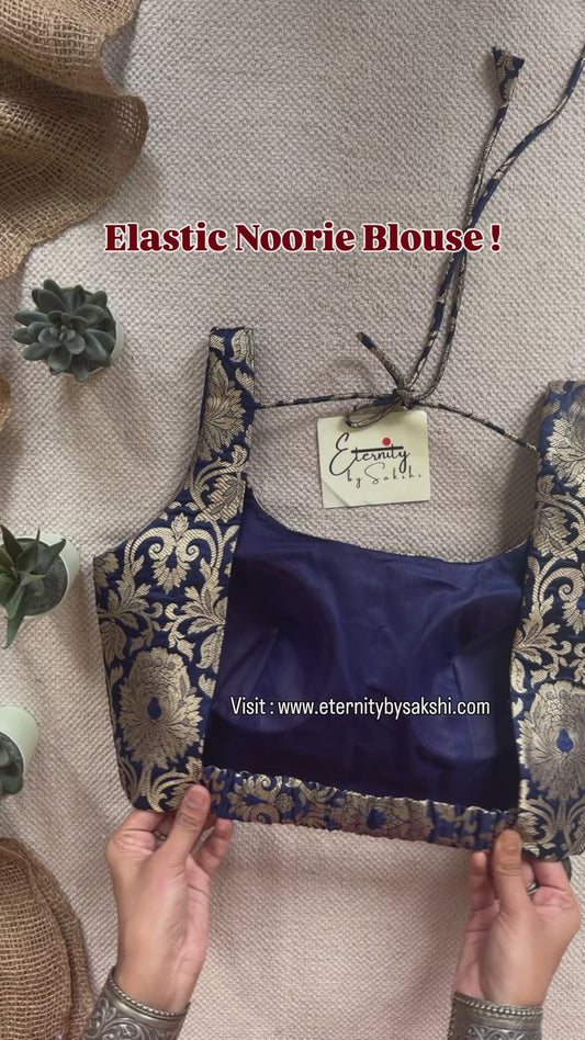 Blue Brocade Elastic Noorie Blouse