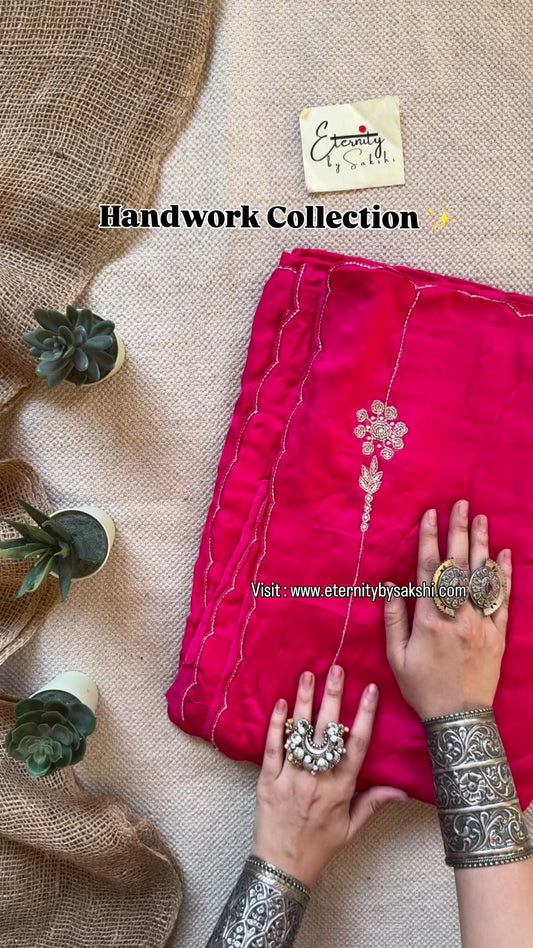 Pink Modal Handwork Saree