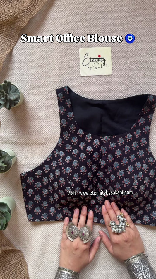 Gulmohar Kohl Ajrakh Blouse