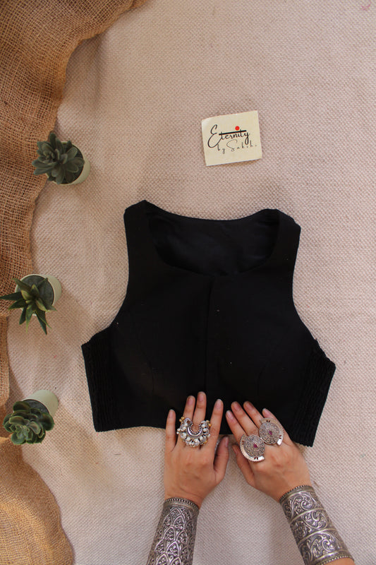 Gulmohar Black Strechable Blouse