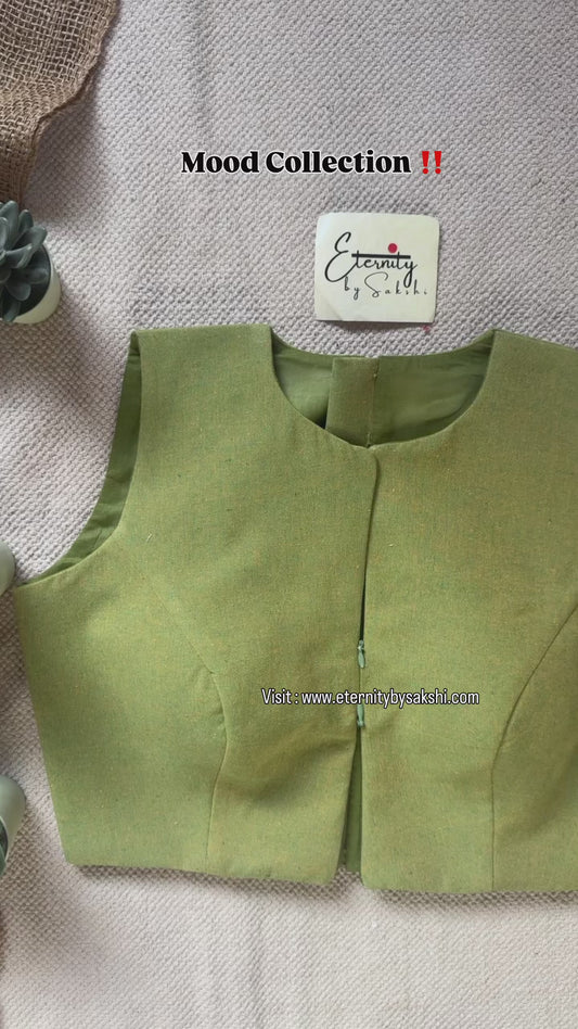 Green Petal Double Zip Mood Blouse