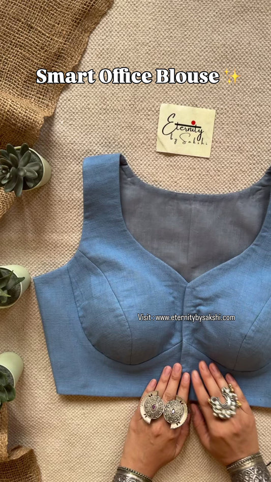 Sky Blue Office Blouse