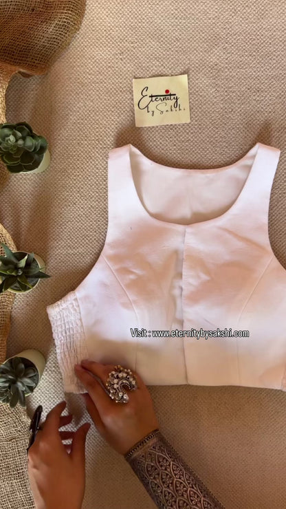 Gulmohar White Stretchable Blouse