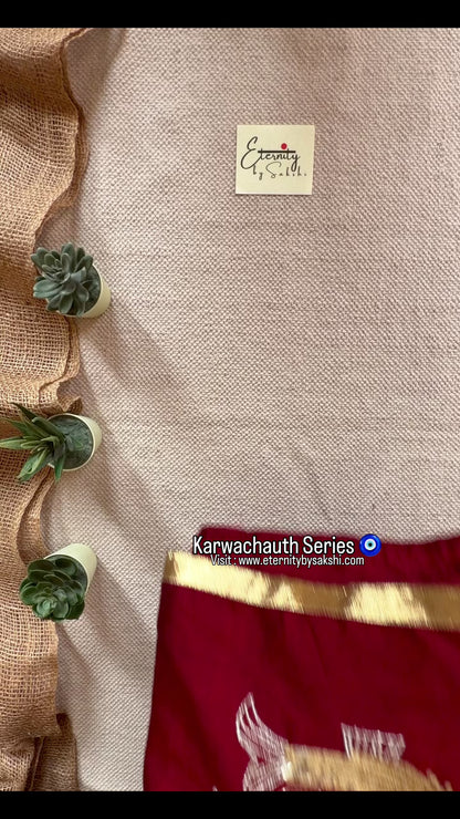 Maroon Jalpari Elegance Handwork Saree