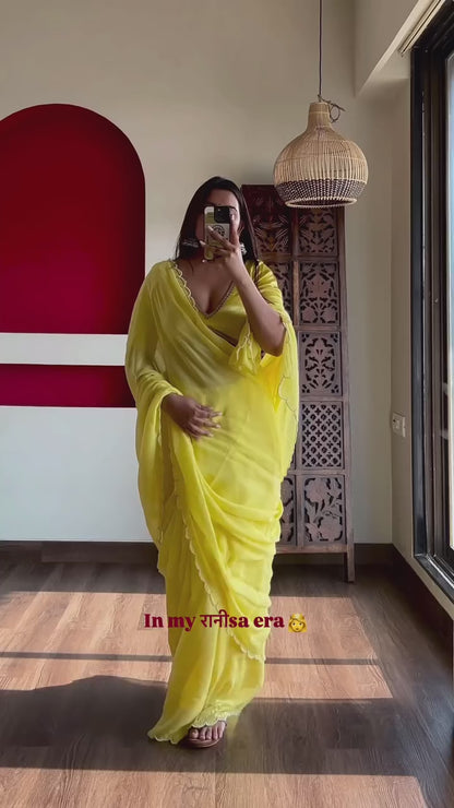 Yellow Pearl Saree