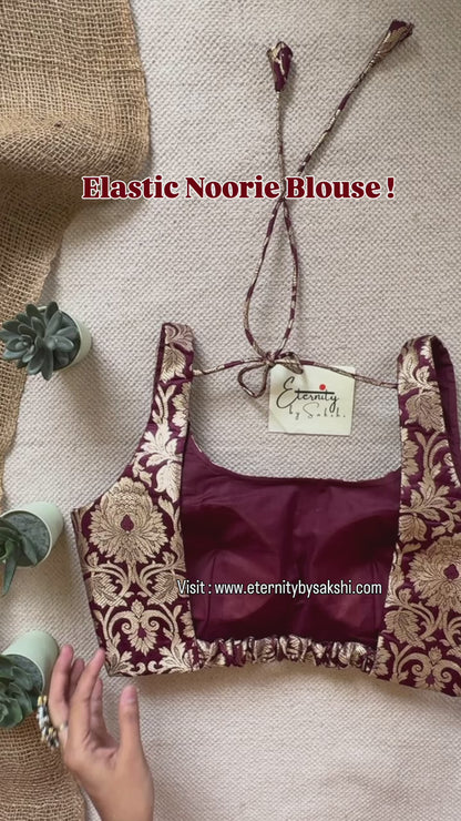 Maroon Brocade Elastic Noorie Blouse