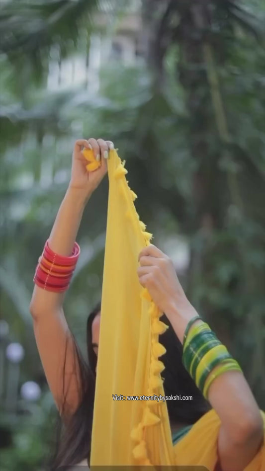 YELLOW TIE AND DYE SAREE