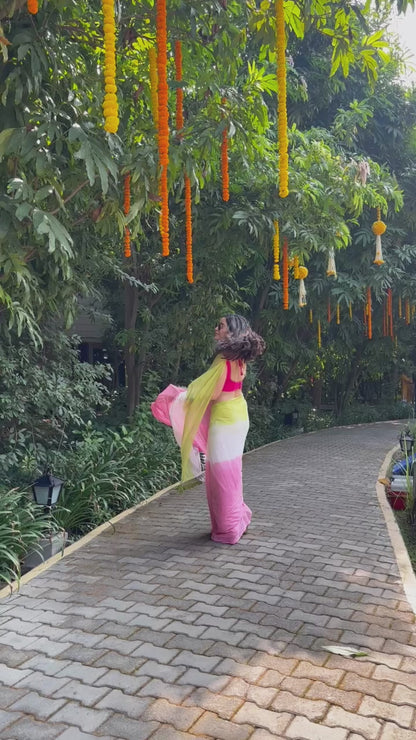 PINK TIE AND DYE SAREE